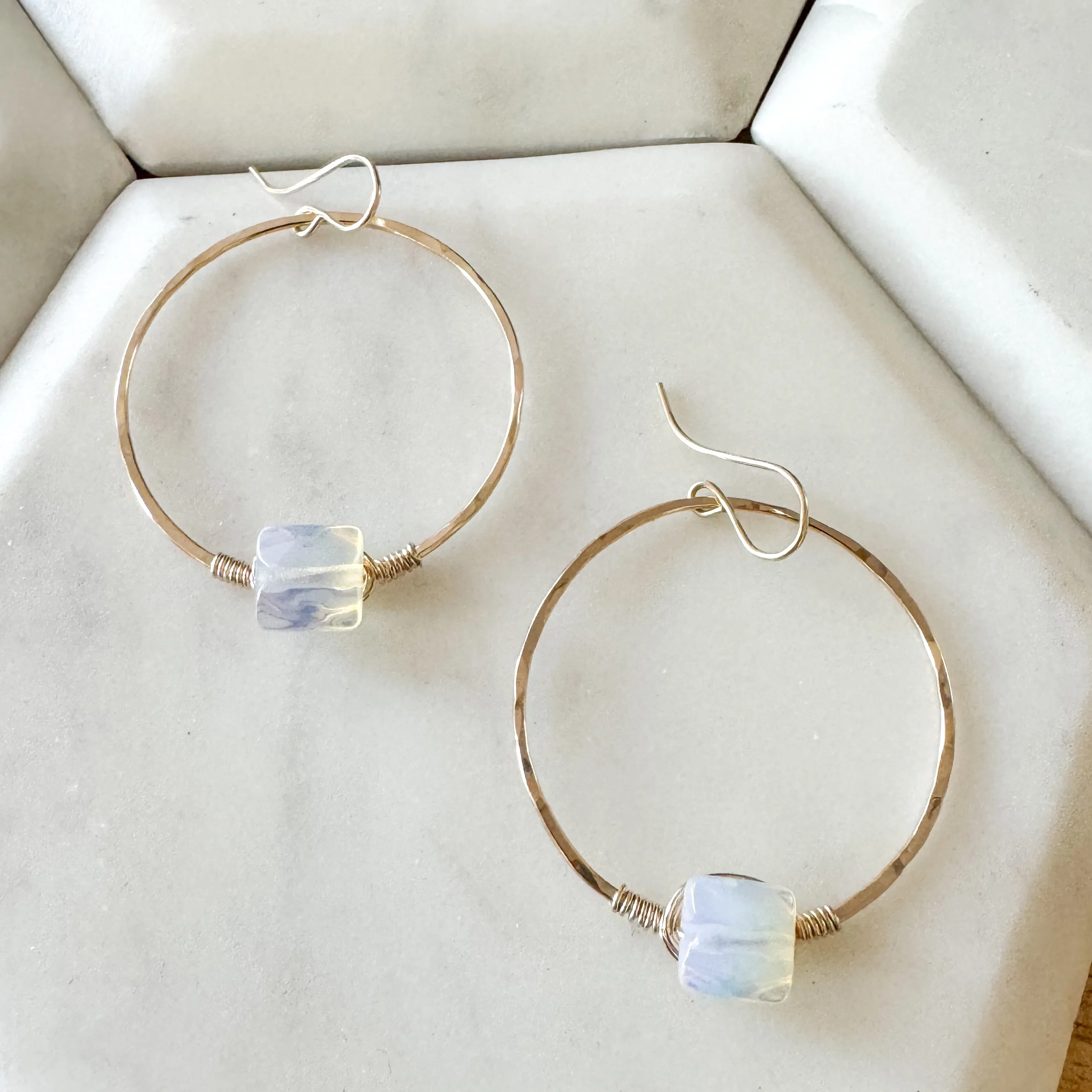 Opal wrapped hoops