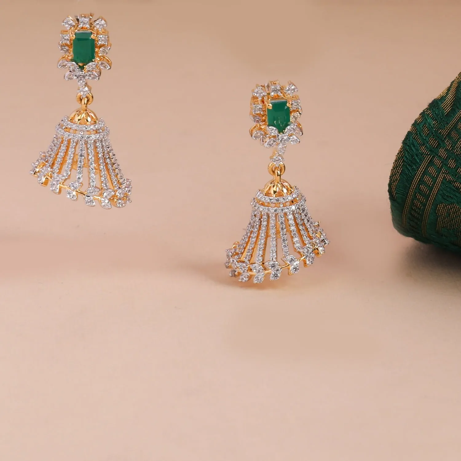 Opulent Floral CZ Silver Jhumka Earrings