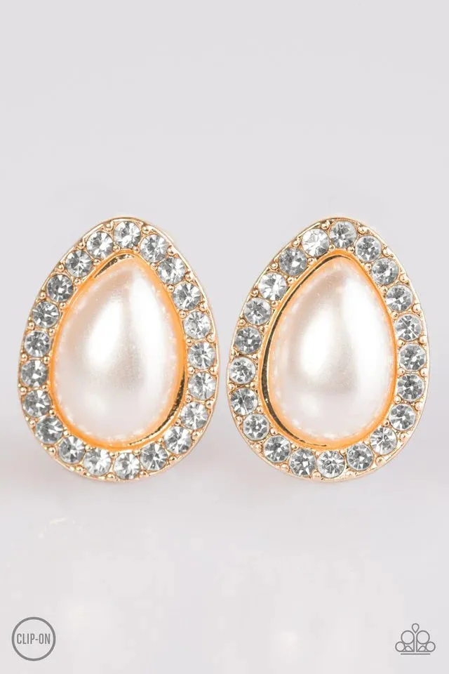 Paparazzi Earring ~ Must Be A Lady - Gold