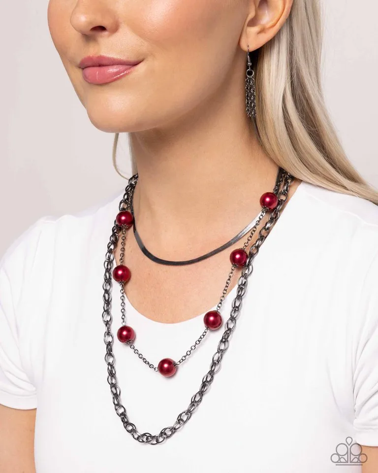 Paparazzi Necklace ~ High-Class Haute - Red