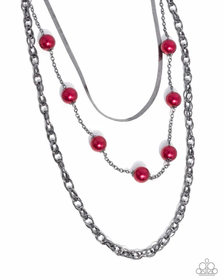 Paparazzi Necklace ~ High-Class Haute - Red