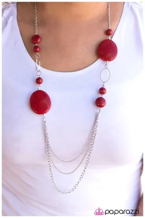 Paparazzi Necklace ~ Smooth Sailing - Red