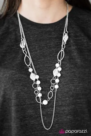 Paparazzi Necklace ~ Touch The Clouds - White