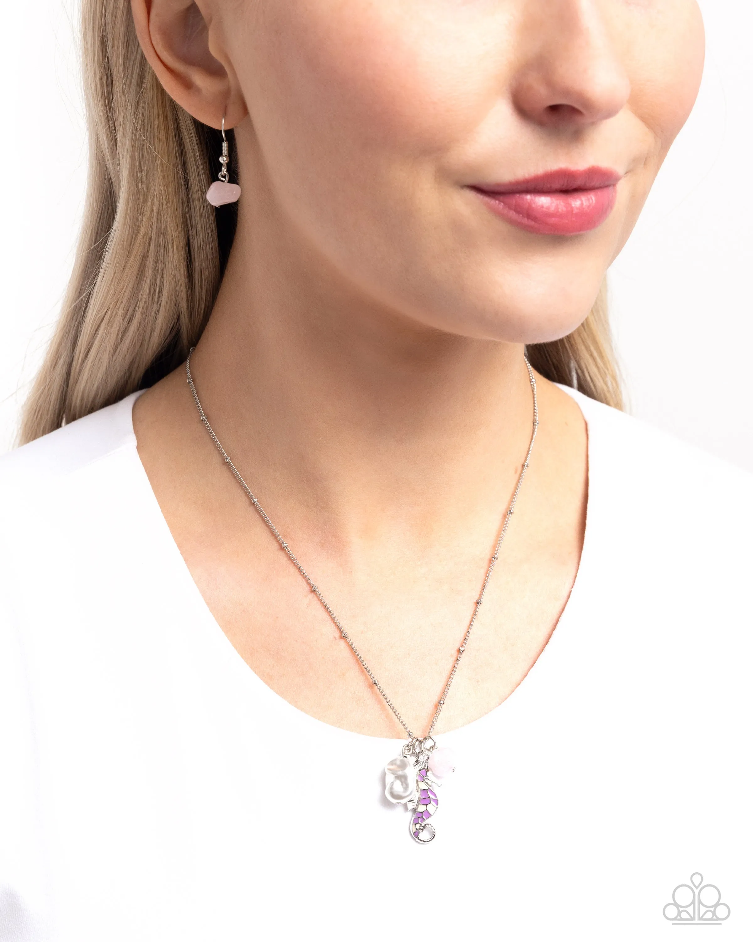 Paparazzi Seahorse Shimmer Purple Necklace & Earring Set