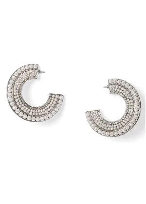 Pearl Half Hoop Earrings - Beige