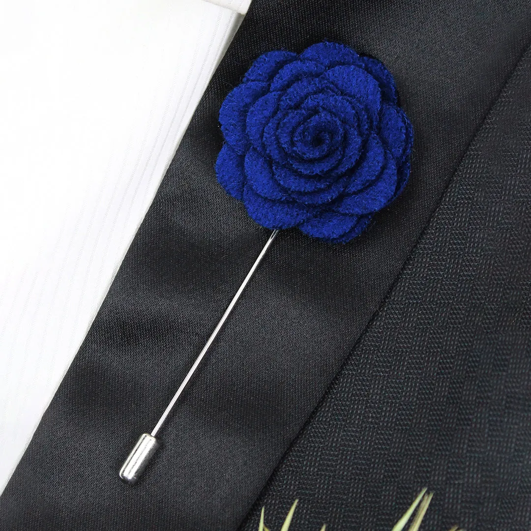 Peluche Blooming Charm Royal Blue Colored Brooch for Men