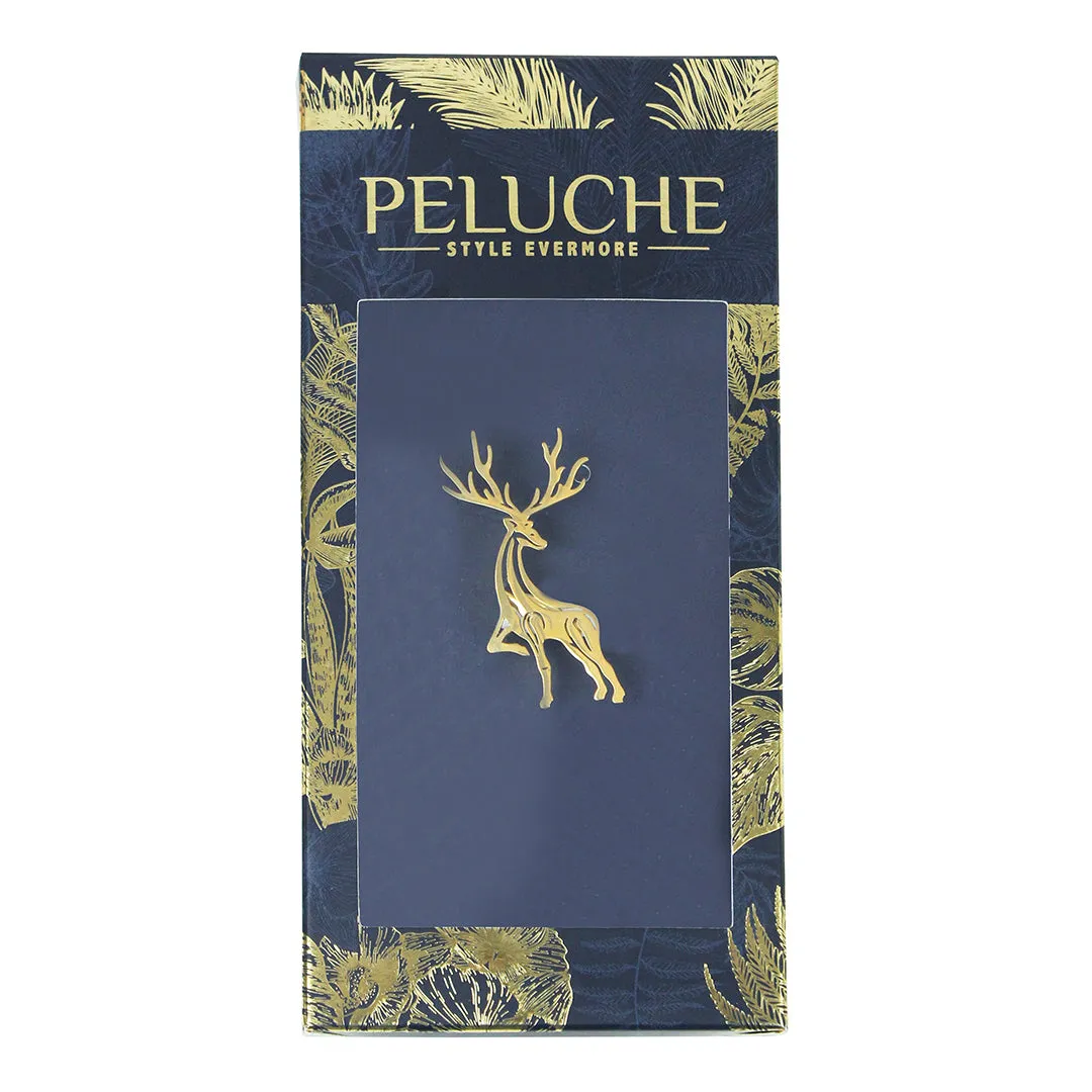 Peluche Snowbound Stag Golden Stainless Steel Lapel Pin for Men