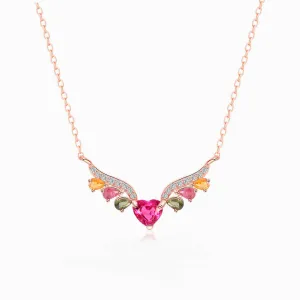 Pink Heart Necklace with Tourmaline