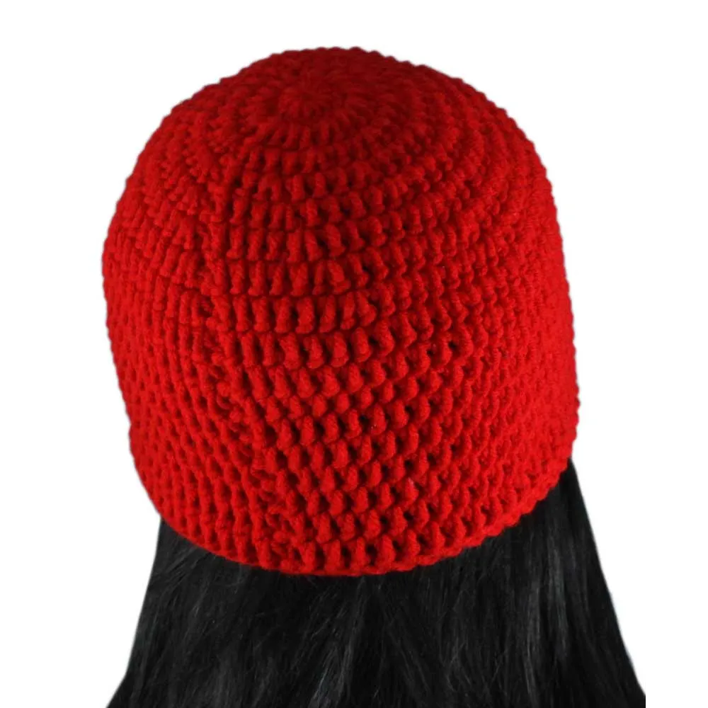 Red Crochet Beanie Hat Medium/Large - JMCH22ML