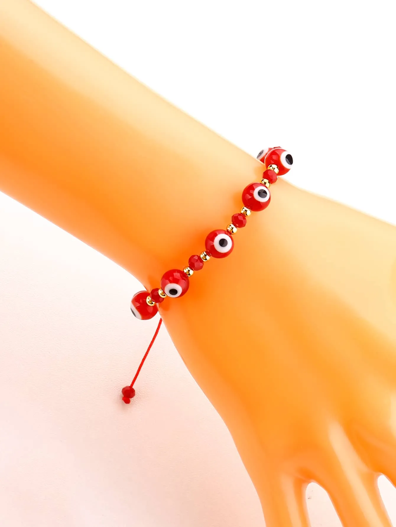 Red String Evil Eye Decor Beaded Bracelet Boho Crafted Creative Beads Adjustable