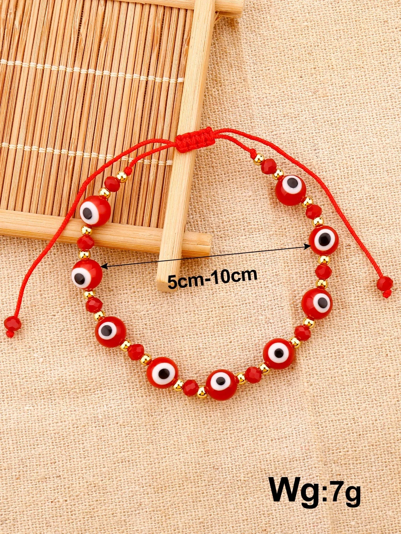 Red String Evil Eye Decor Beaded Bracelet Boho Crafted Creative Beads Adjustable