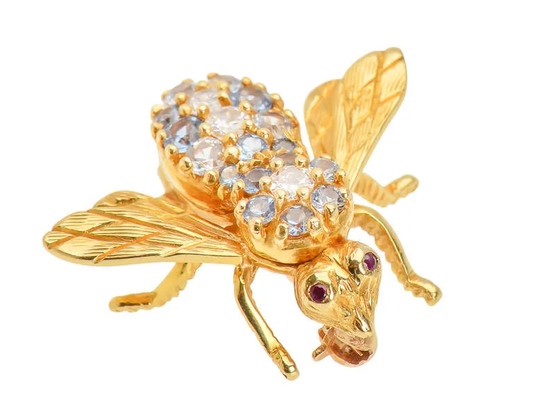 Rosenthal Aquamarine Diamond Bee Brooch