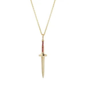 Ruby Dagger Small Pendant Necklace