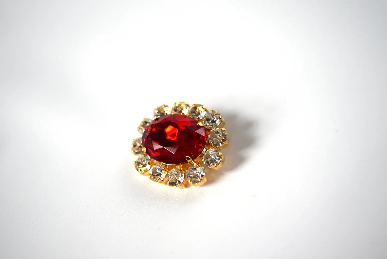 Ruby Red Crystal Cluster Brooch