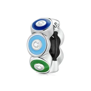 S925 Silver Charm for Bracelet, Colorful Demon Eye Spacer Charm