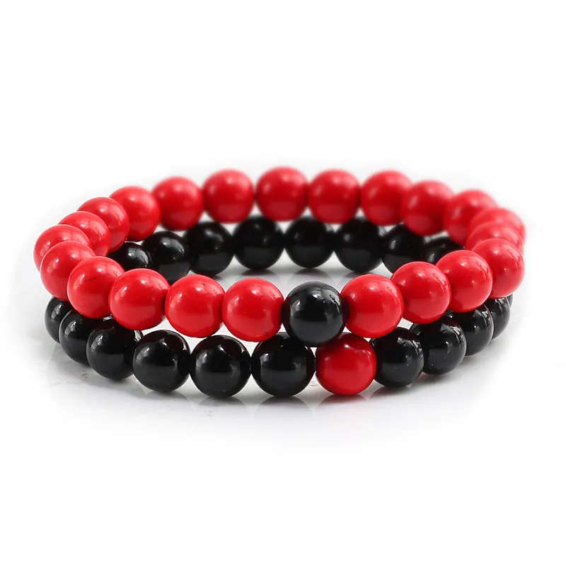 San Bernandino Stackable Beaded Bracelets, Red / Black