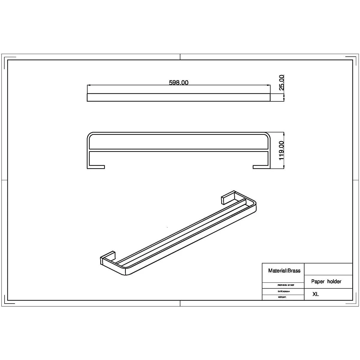 Scudo Delta 600mm Double Towel Rail in Chrome