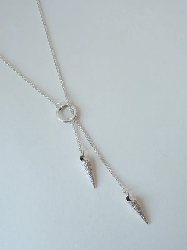 Shell Lariat Necklace: Sterling Silver