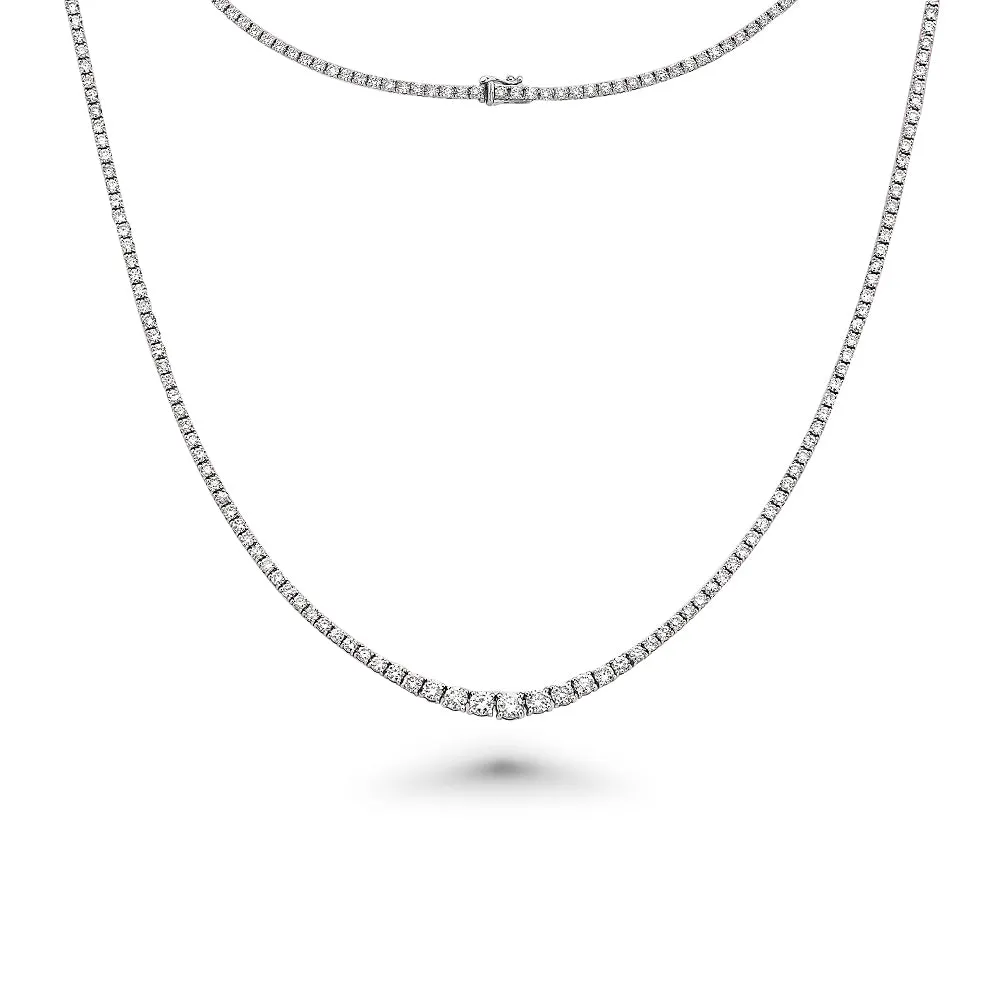 Showroom Collection Riviera Diamond Tennis Necklace (7.00 ct.) 2 mm to 4.5 mm 4-Prongs Setting in 14K Gold