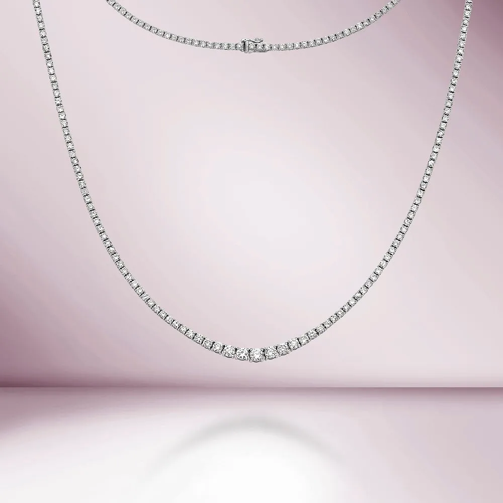 Showroom Collection Riviera Diamond Tennis Necklace (7.00 ct.) 2 mm to 4.5 mm 4-Prongs Setting in 14K Gold