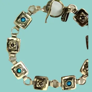 Silver Bracelets Israeli bracelets  Links bracelet  Boho jewelry Blue opals