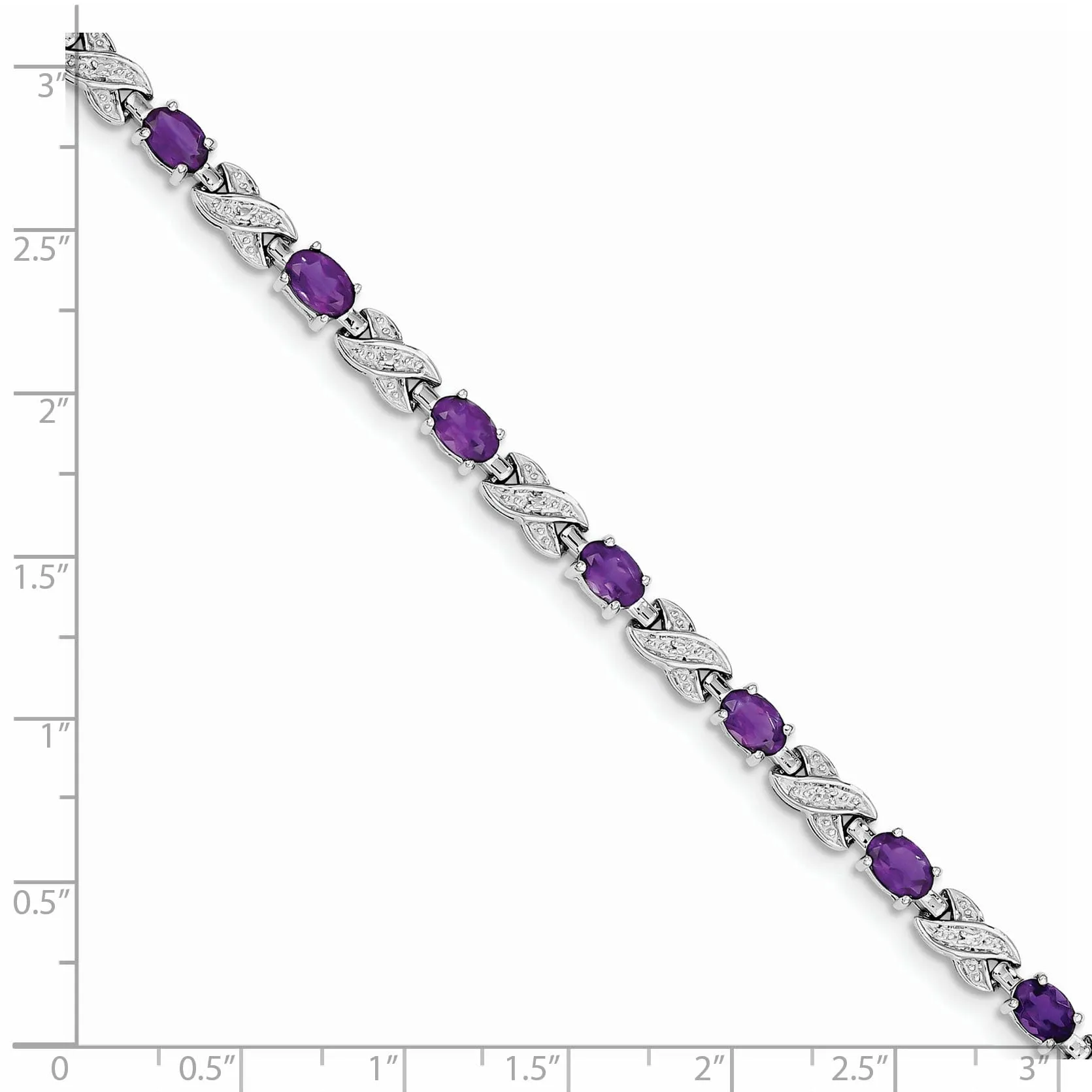 Silver Oval Cut Amethyst Gemstone Bracelet