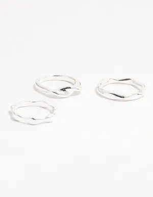 Silver Plated Irregular Stacking Rings 3-Pack