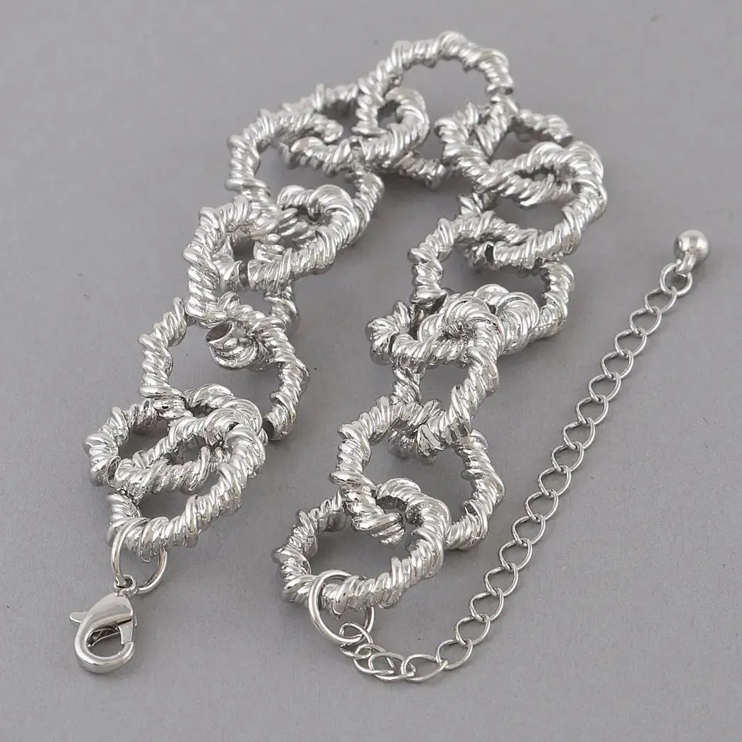 Silver Twisted Metal Chain Bracelet