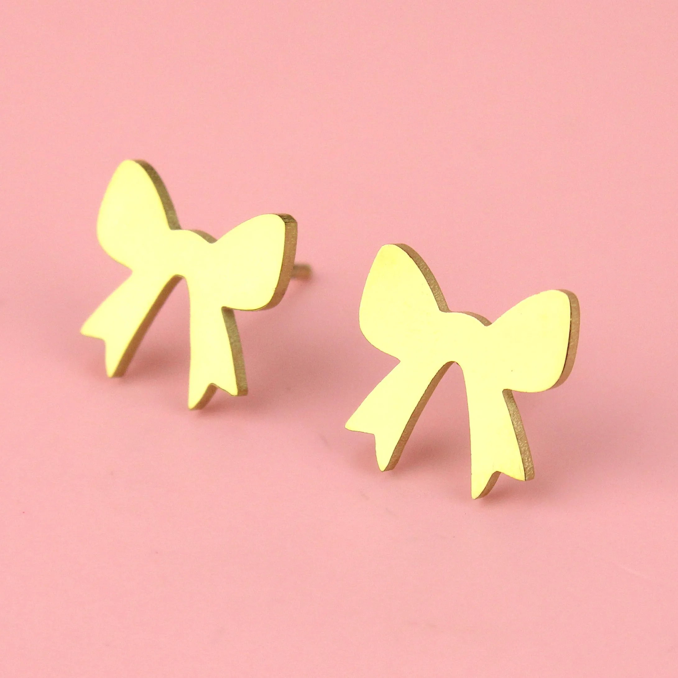 Simple Bow Stud Earrings (Gold Plated)