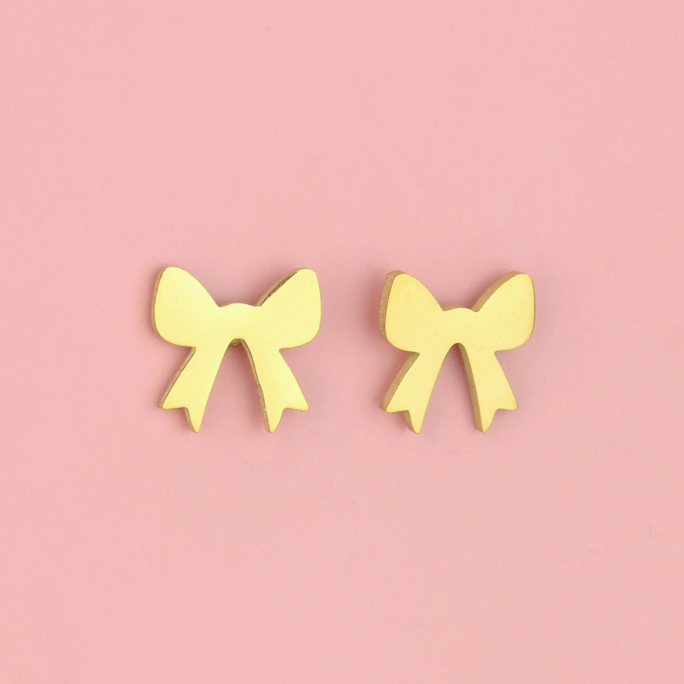 Simple Bow Stud Earrings (Gold Plated)