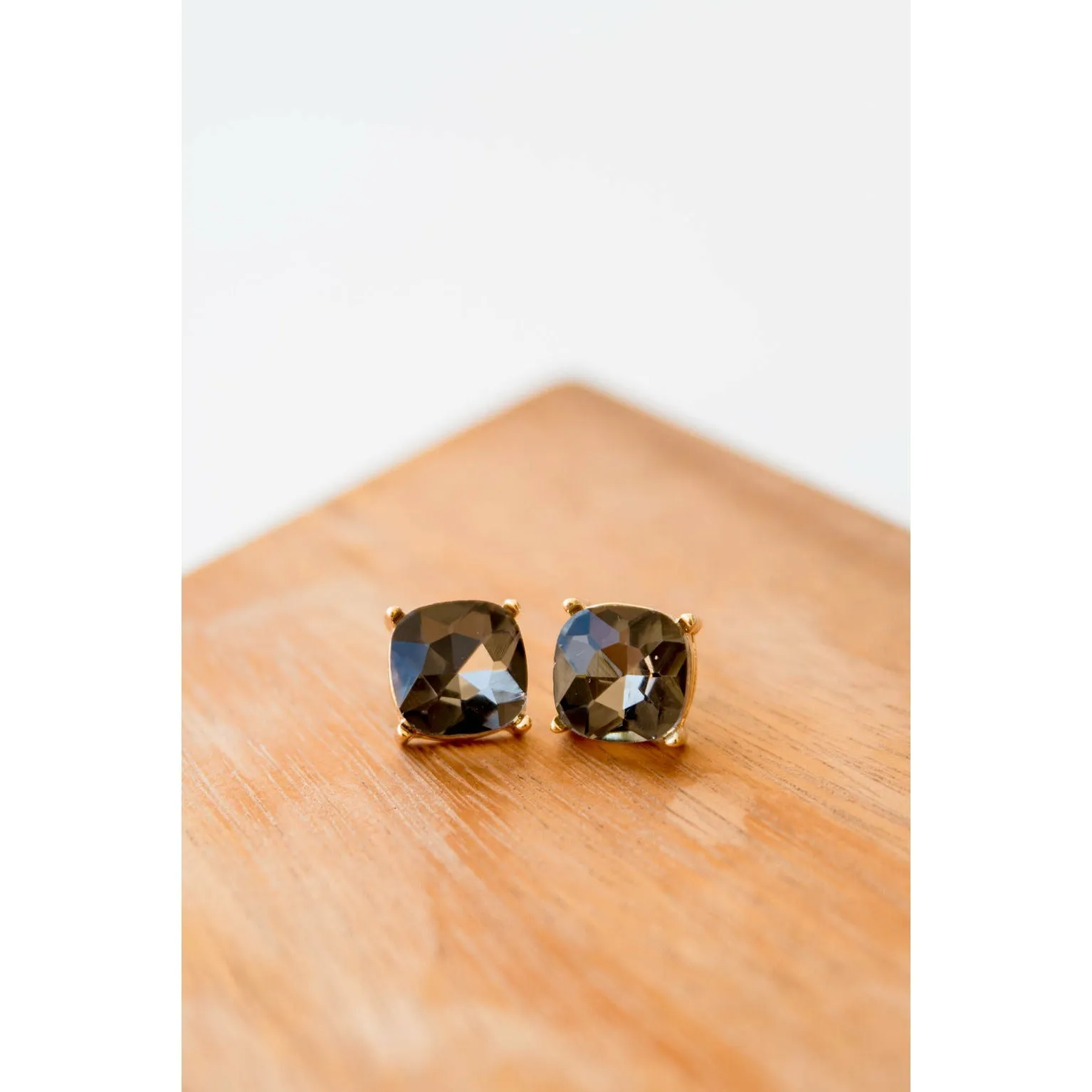 Squared Gem Stud Earrings