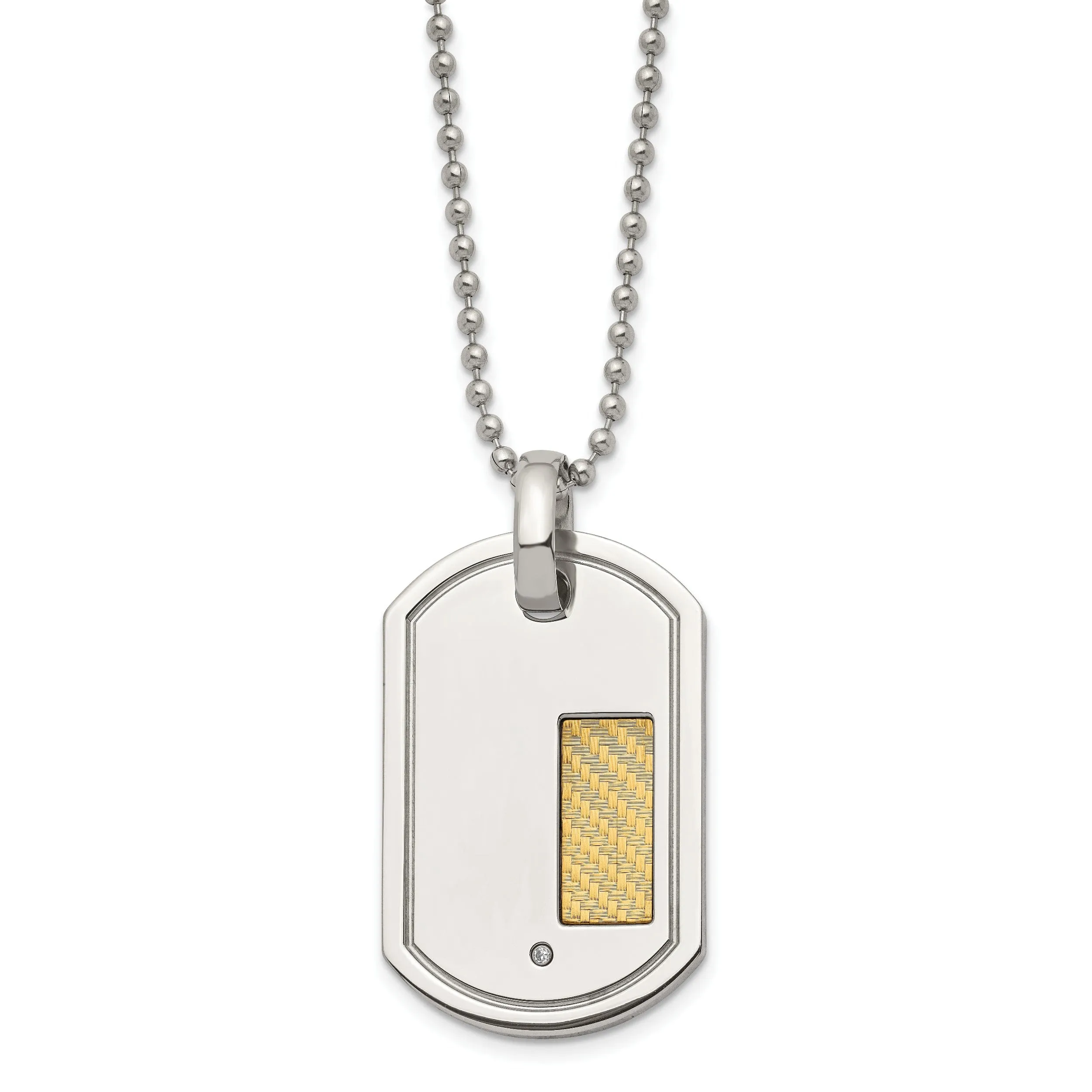 Stainless Steel 18k Gold Diamond Dog Tag Chain