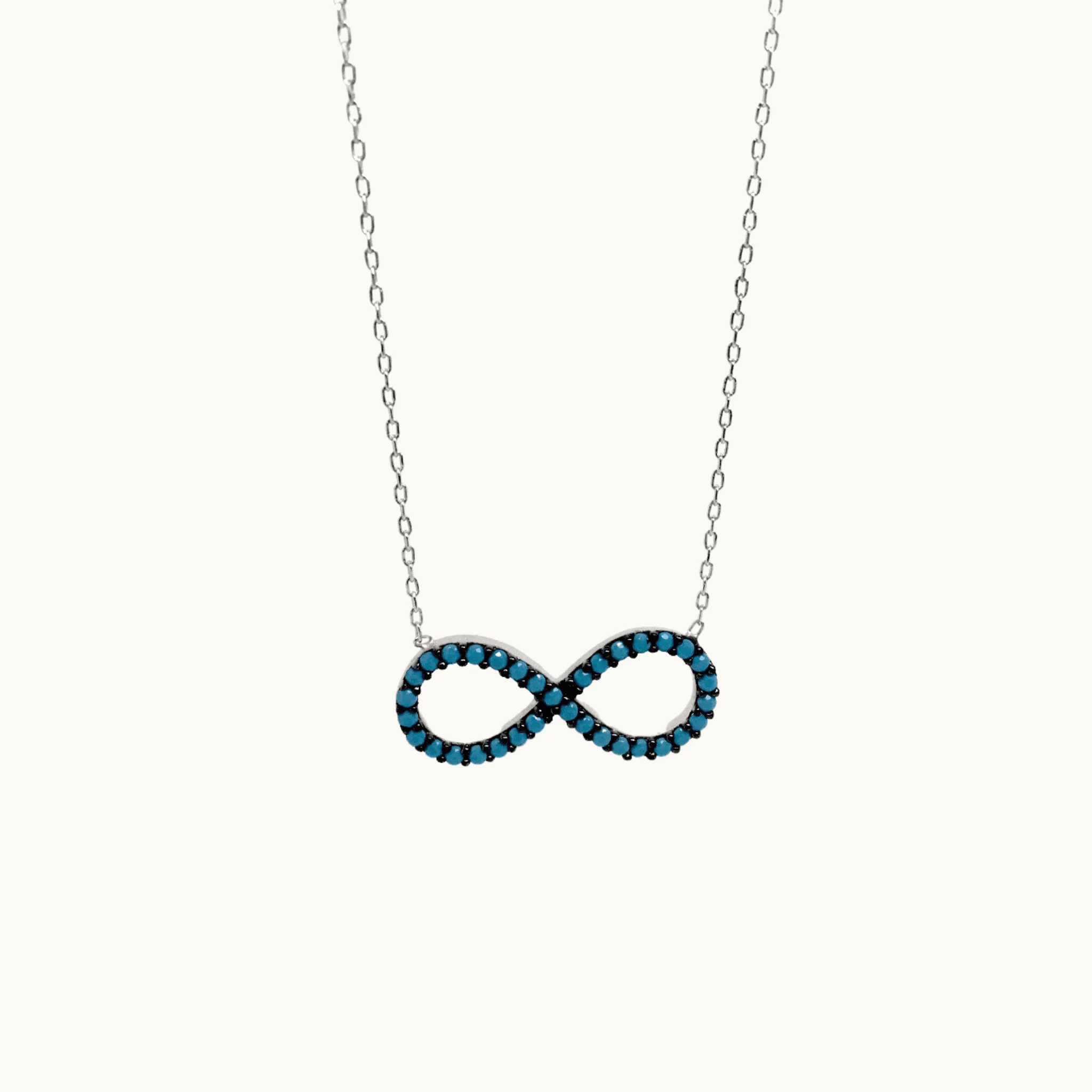 Sterling Silver Blue infinity figure Necklace (Rose Gold & Silver)