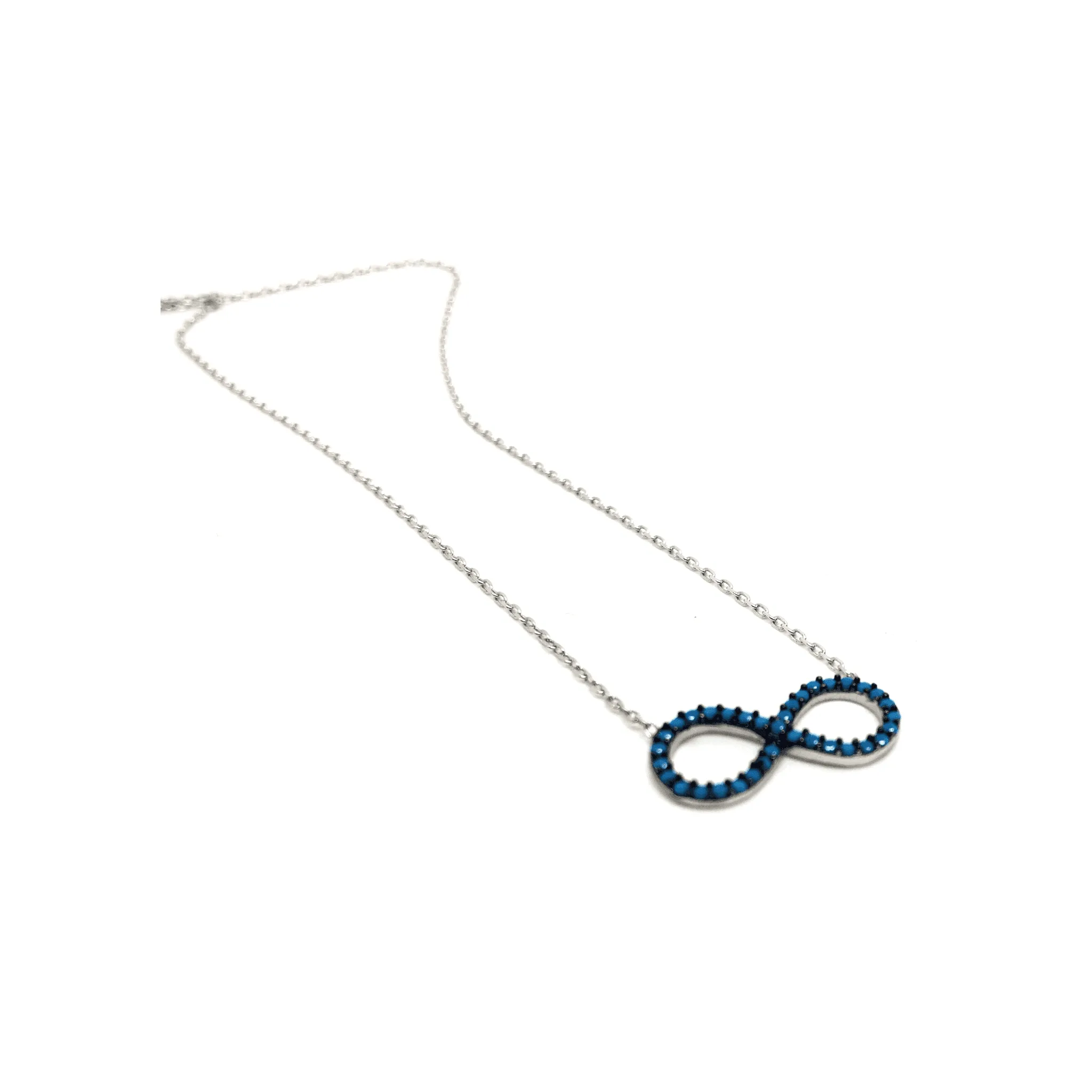 Sterling Silver Blue infinity figure Necklace (Rose Gold & Silver)