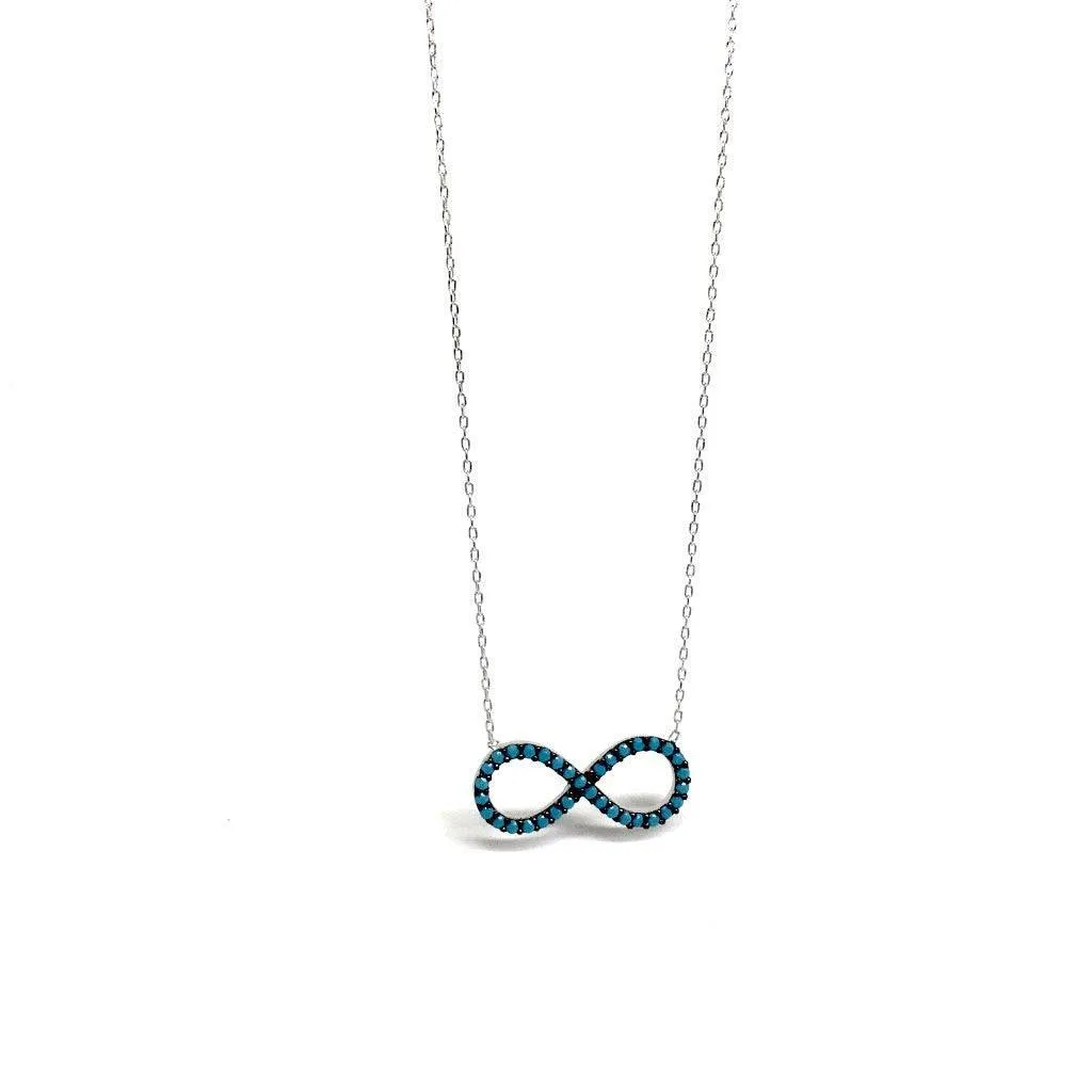 Sterling Silver Blue infinity figure Necklace (Rose Gold & Silver)