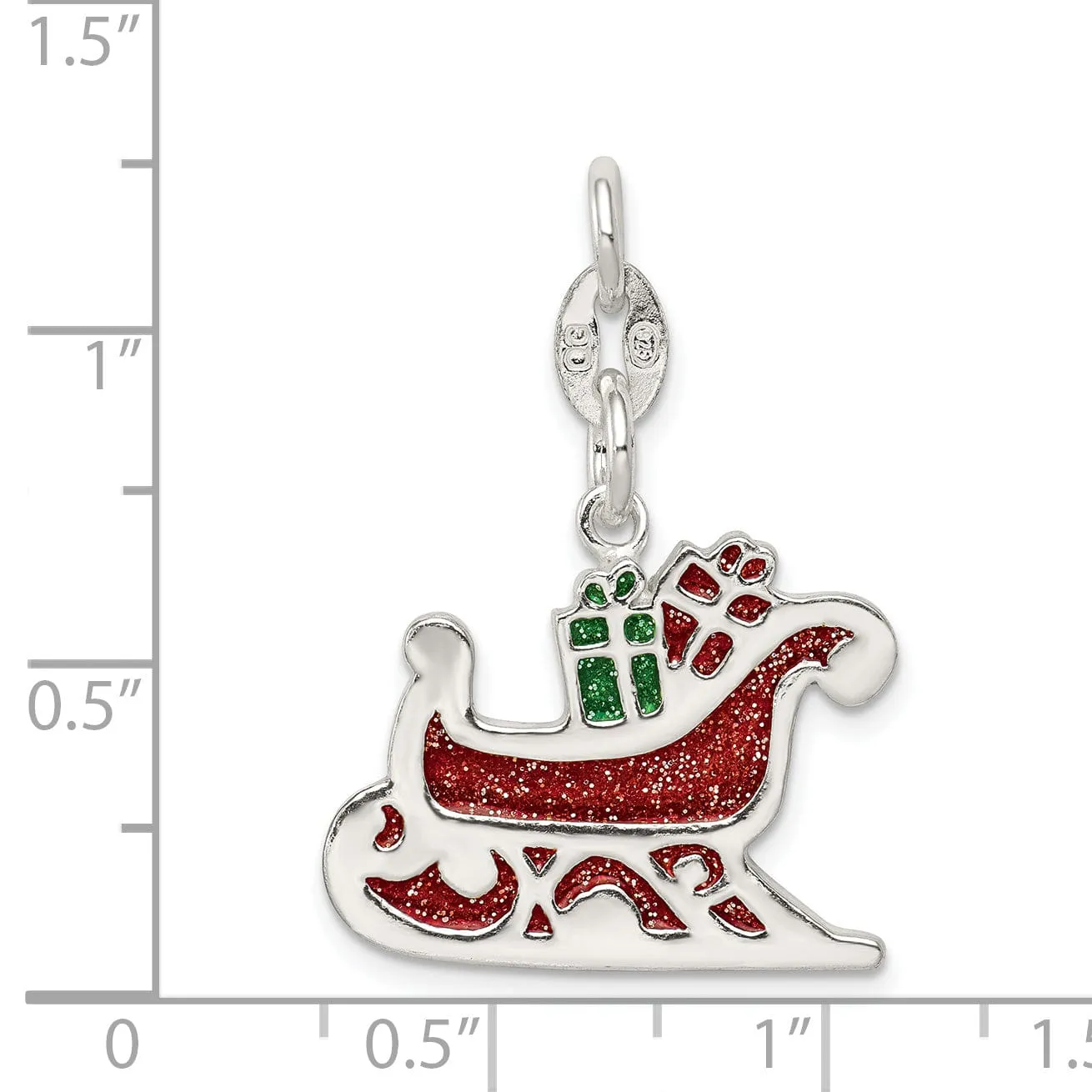 Sterling Silver Enameled Santa's Sled Pendant