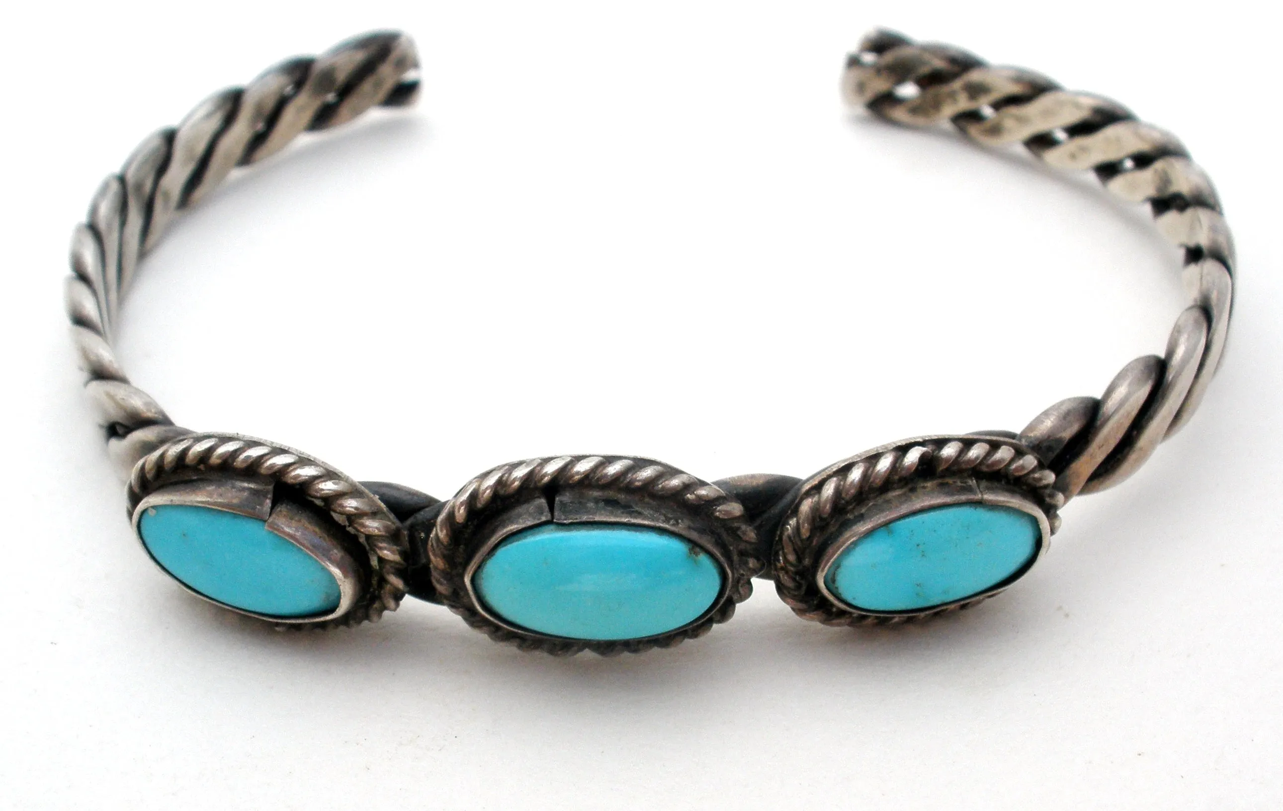 Sterling Silver Turquoise Cuff Bracelet Vintage Boho