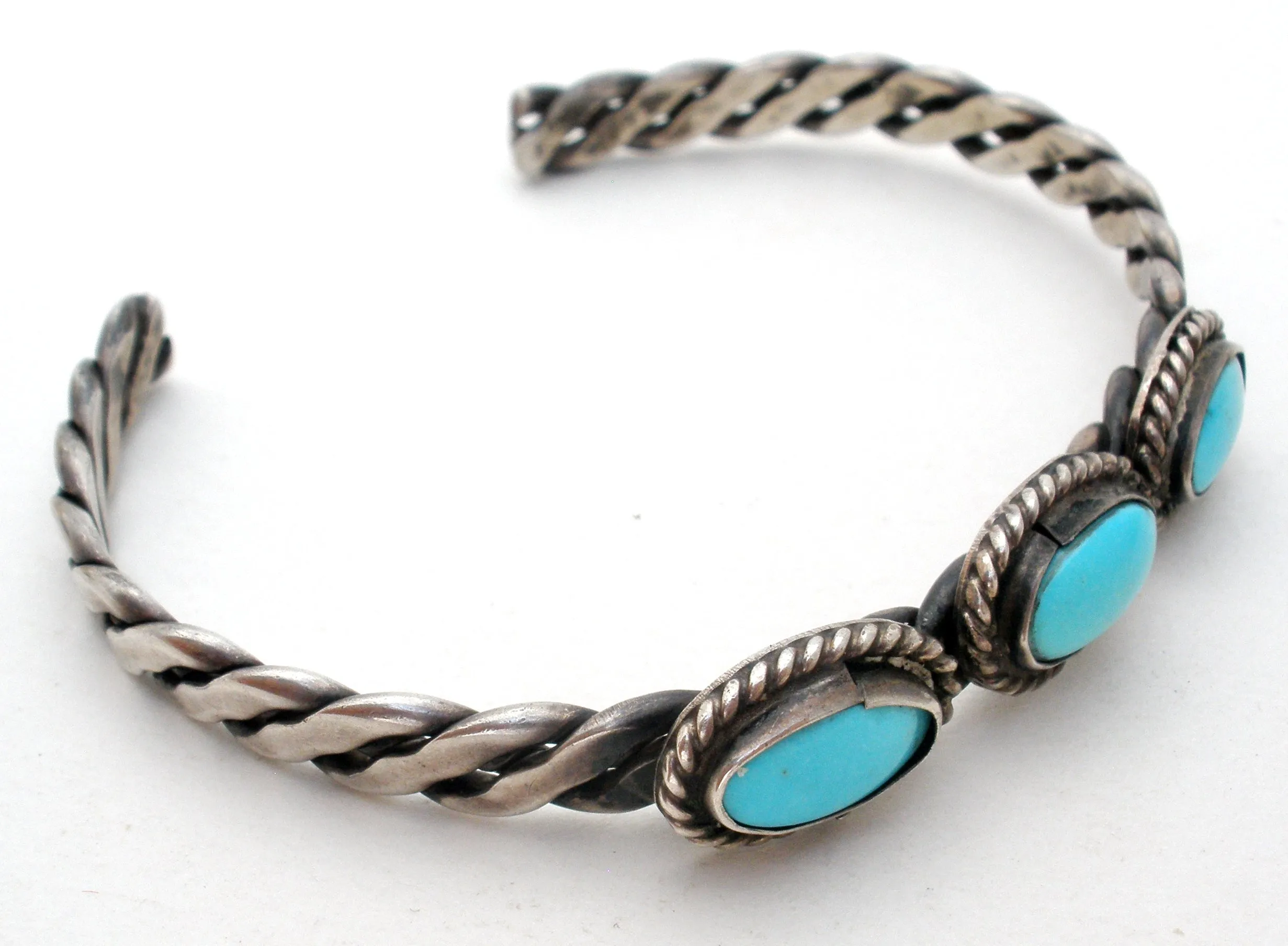 Sterling Silver Turquoise Cuff Bracelet Vintage Boho