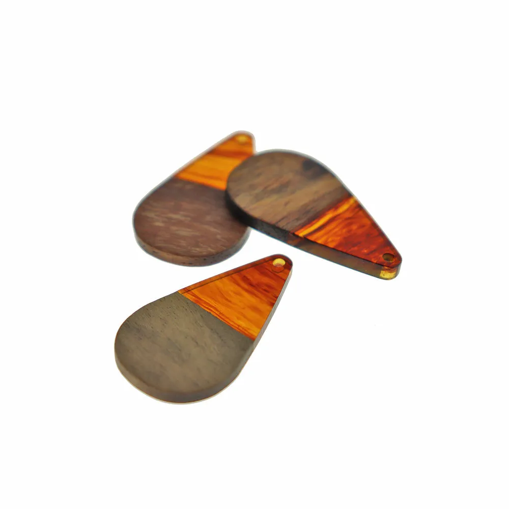 Teardrop Walnut Wood Pendant - Choose Your Color! - Made with Resin