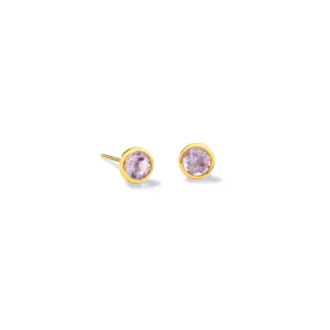 Theresa Stud Earrings Yellow Gold - Pink Amethyst