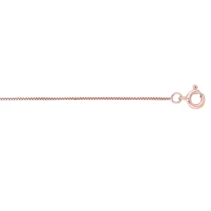 Thin 0.6mm Box Chain 18” Necklace in 14k Rose Gold