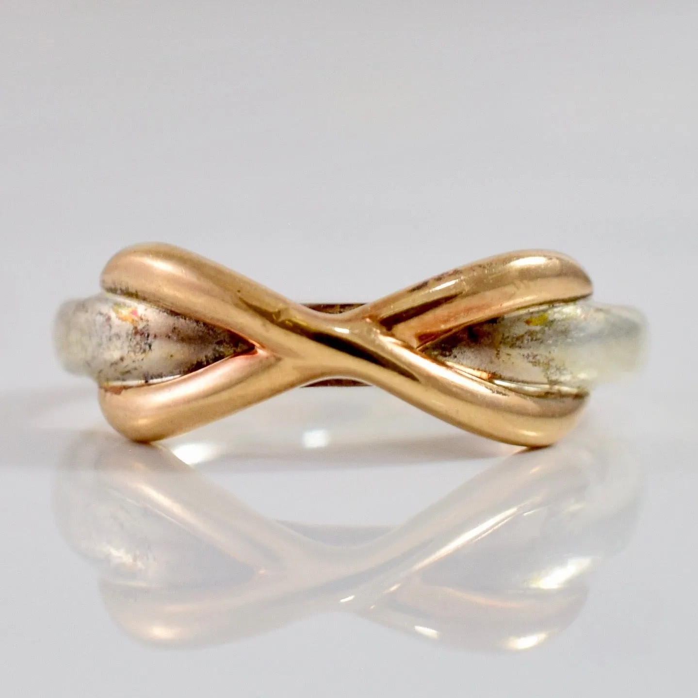 'Tiffany & Co.' Rose Gold and Silver Infinity Ring | SZ 2.5 |