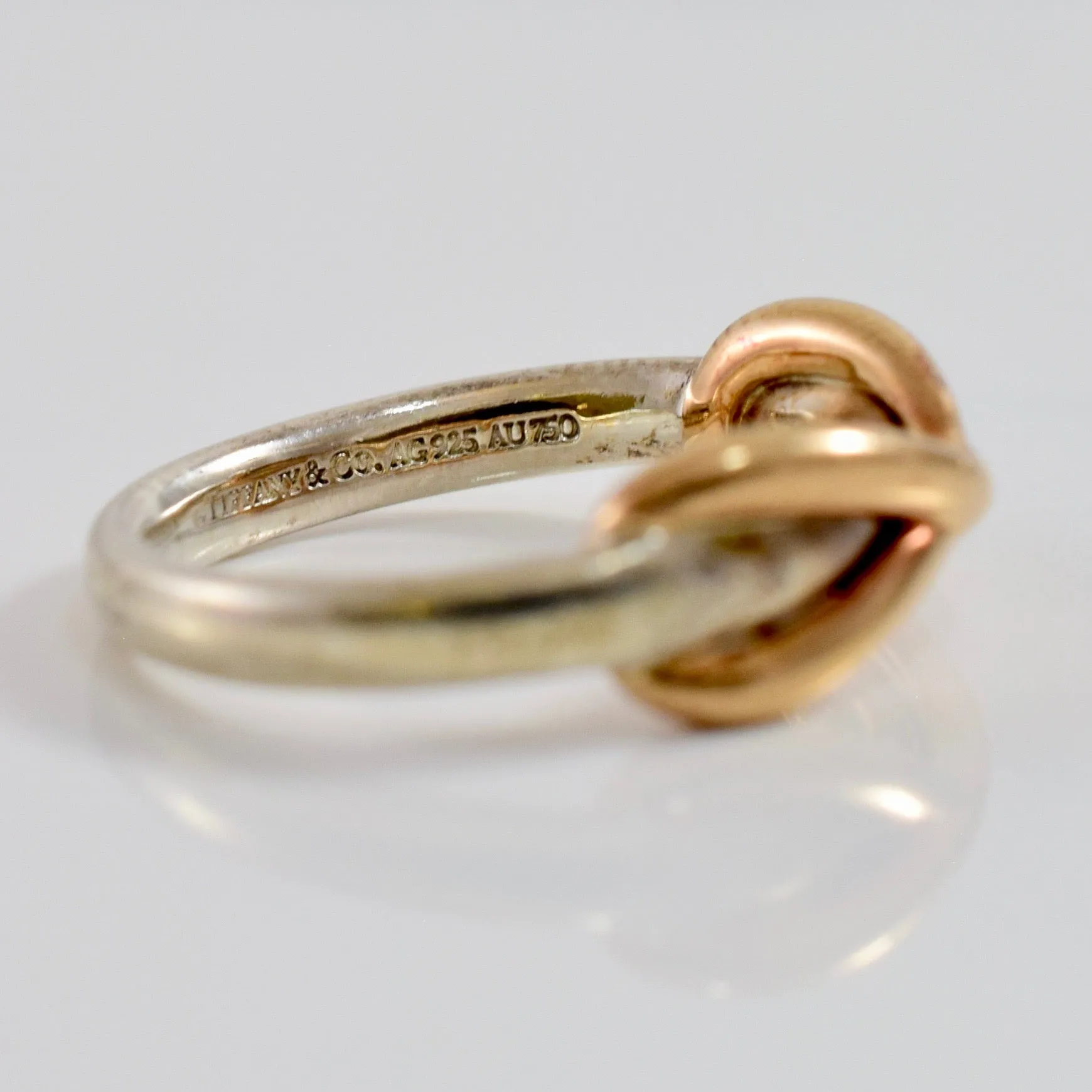 'Tiffany & Co.' Rose Gold and Silver Infinity Ring | SZ 2.5 |