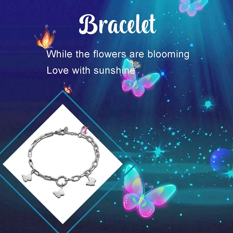 Tokyo Mart Women Butterfly Link Bracelets Jewelry Stainless Steel