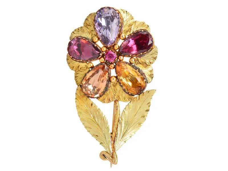 Topaz & Gem Set Georgian Pansy Brooch