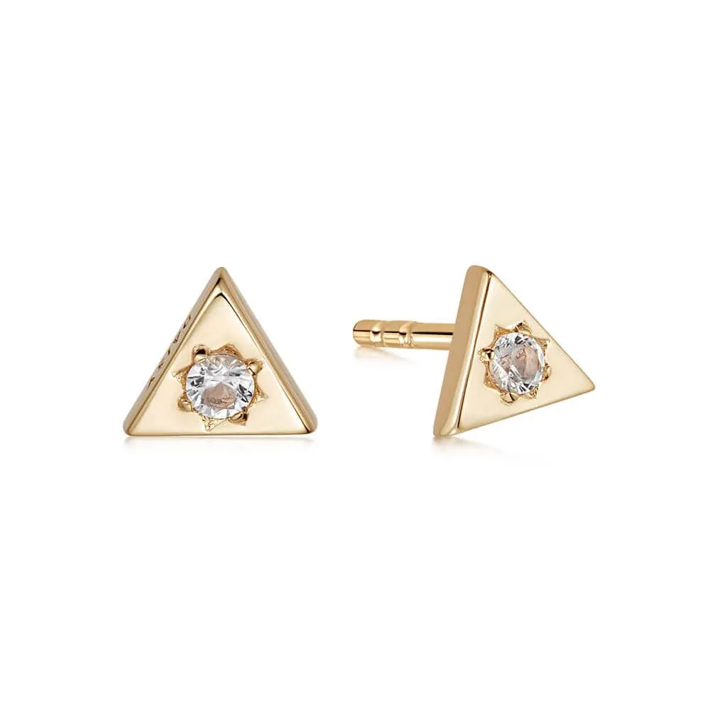 Triangle Sparkle Stud Earrings 18ct Gold Plate