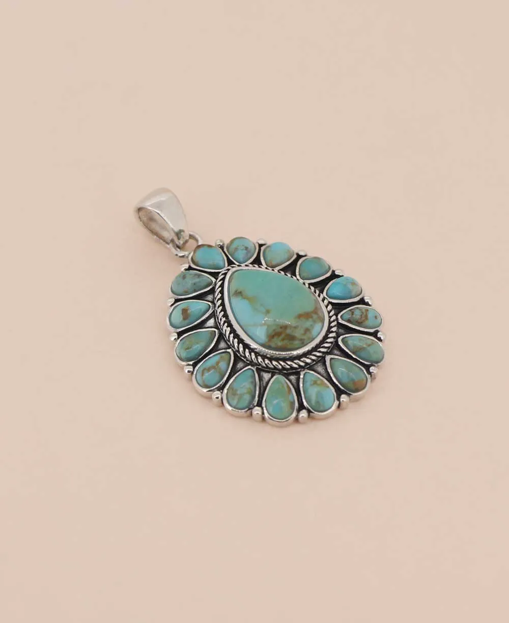 Turquoise and Sterling Silver Teardrop Pendant