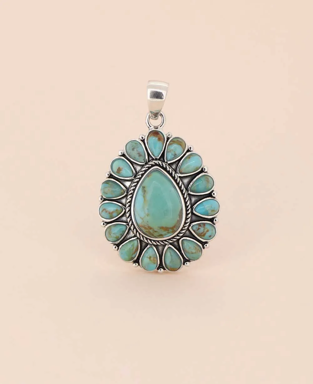 Turquoise and Sterling Silver Teardrop Pendant