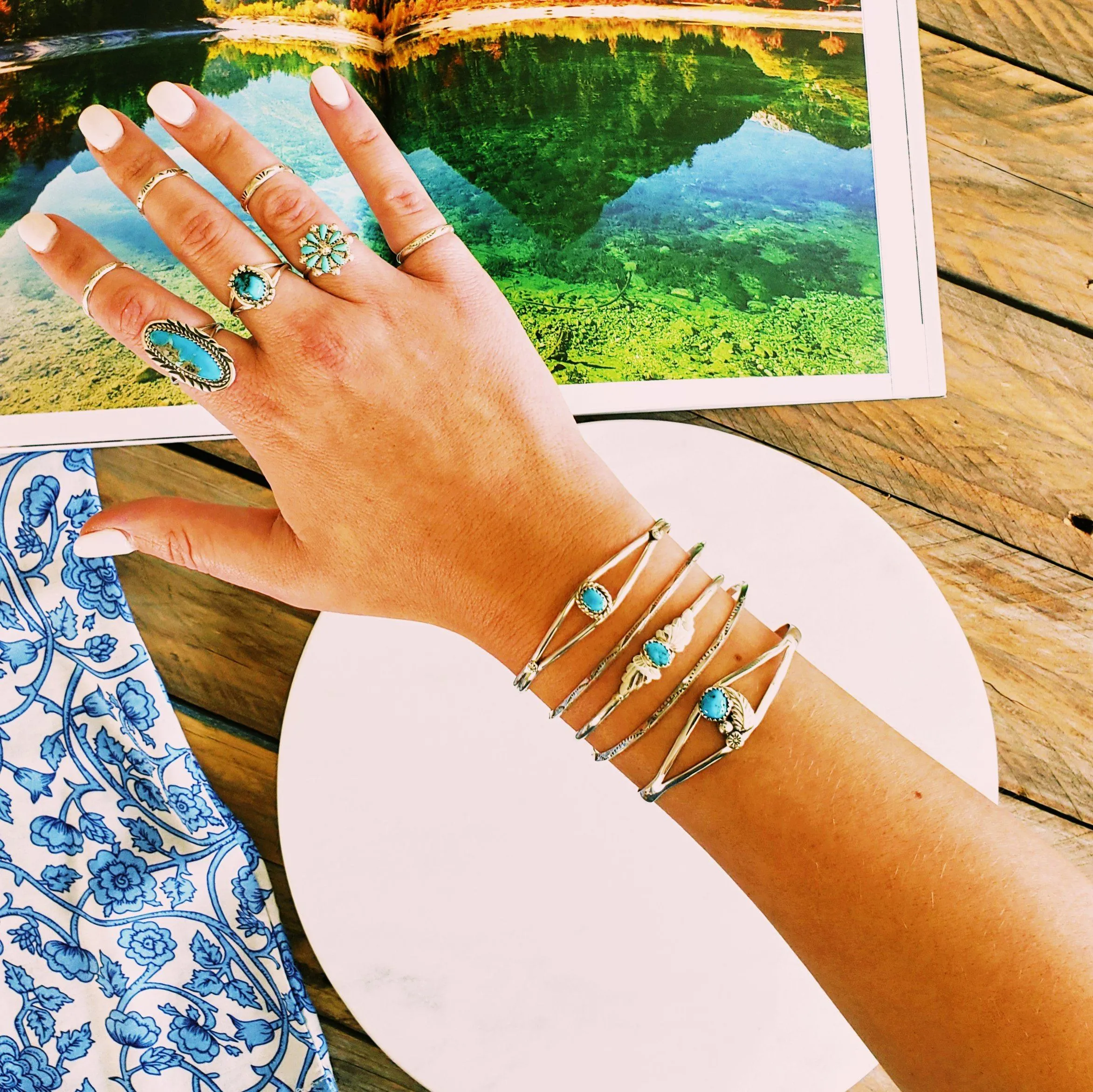 Turquoise Navajo Leaf boho cuff