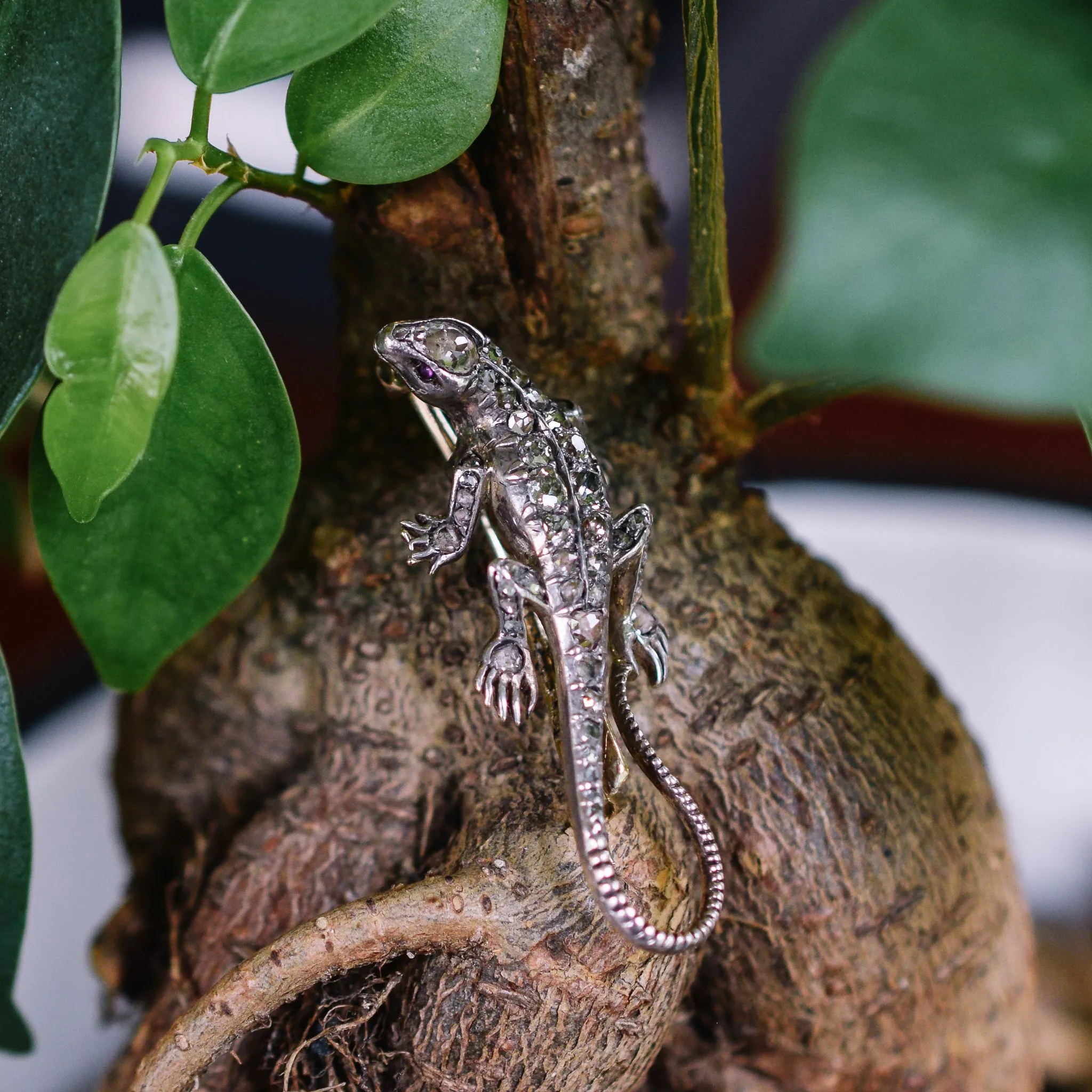 Victorian Diamond Lizard Brooch